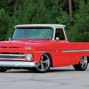 Превью обои 1965 chevy c10, красный, авто, стильный, винтажный