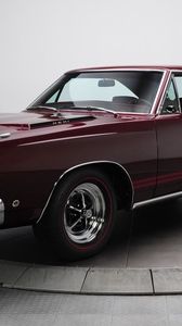 Превью обои 1968 plymouth gtx, плимут, hemi, бордовый