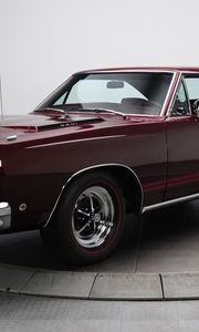 Превью обои 1968 plymouth gtx, плимут, hemi, бордовый