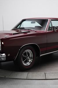 Превью обои 1968 plymouth gtx, плимут, hemi, бордовый