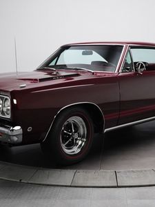 Превью обои 1968 plymouth gtx, плимут, hemi, бордовый