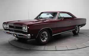 Превью обои 1968 plymouth gtx, плимут, hemi, бордовый