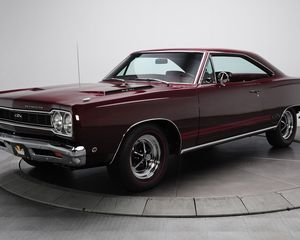 Превью обои 1968 plymouth gtx, плимут, hemi, бордовый