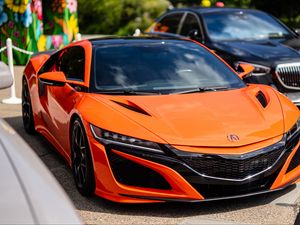 Превью обои 2019 acura nsx, acura, автомобиль, оранжевый, спорткар