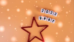 Превью обои 2022, новый год, звезда, слова, кубики