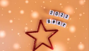 Превью обои 2022, новый год, звезда, слова, кубики