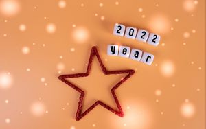Превью обои 2022, новый год, звезда, слова, кубики