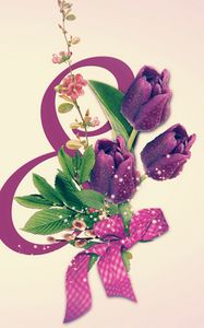 Превью обои 8 марта, международный женский день, открытка, тюльпаны