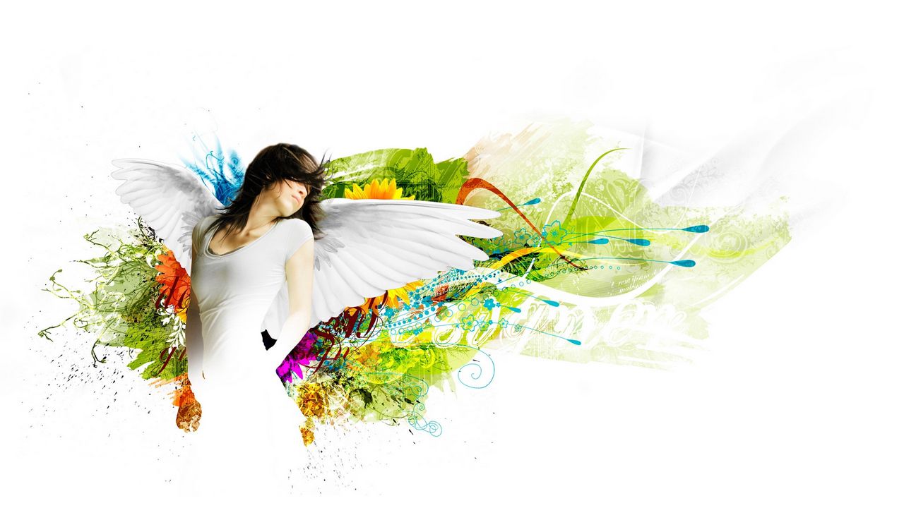 Обои абстракция, девушка, крылья, ангел