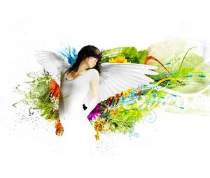 Превью обои абстракция, девушка, крылья, ангел