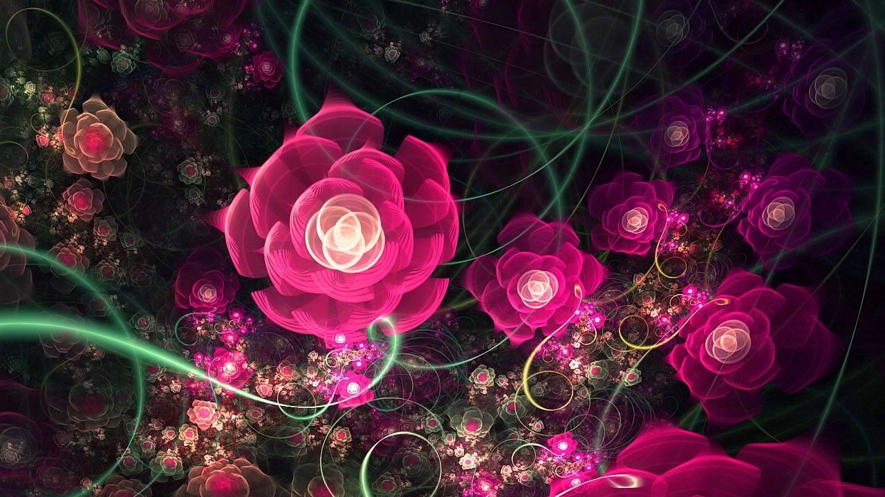 Обои абстракция, фрактал, розовый, цветы, цветение