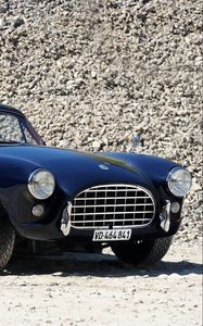 Превью обои ac, aceca, 1954, синий, ретро, вид с боку, стиль, камни, автомобиль