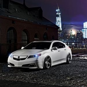 Превью обои acura, авто, белый, стиль, ночь