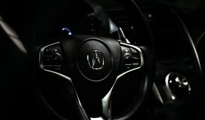 Превью обои acura, автомобиль, руль, салон, черный