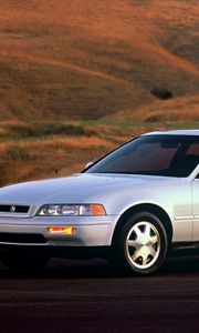 Превью обои acura, legend, белый, вид сбоку, авто, дорога, природа