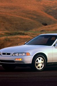 Превью обои acura, legend, белый, вид сбоку, авто, дорога, природа