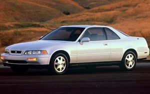 Превью обои acura, legend, белый, вид сбоку, авто, дорога, природа