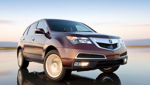 Превью обои acura, mdx, бордовый, джип, вид спереди, акура, дрифт, мокрый асфальт, авто, скорость