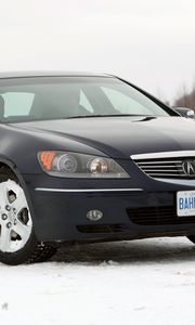 Превью обои acura, rl, черный, вид спереди, акура, авто, снег, стиль