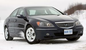 Превью обои acura, rl, черный, вид спереди, акура, авто, снег, стиль