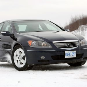 Превью обои acura, rl, черный, вид спереди, акура, авто, снег, стиль