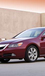 Превью обои acura, rl, красный, вид сбоку, стиль, акура, седан, авто, асфальт