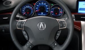 Превью обои acura, rl, салон, интерьер, руль, спидометр, акура