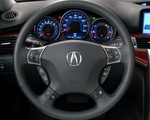 Превью обои acura, rl, салон, интерьер, руль, спидометр, акура