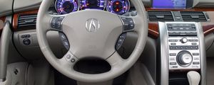 Превью обои acura, rl, салон, интерьер, руль, спидометр, акура