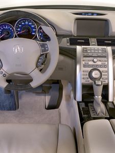 Превью обои acura, rl, салон, интерьер, руль, спидометр, акура