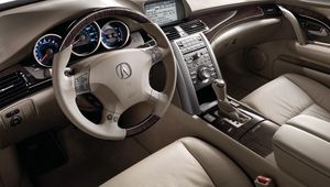 Превью обои acura, rl, салон, интерьер, руль, спидометр, акура