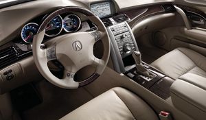 Превью обои acura, rl, салон, интерьер, руль, спидометр, акура