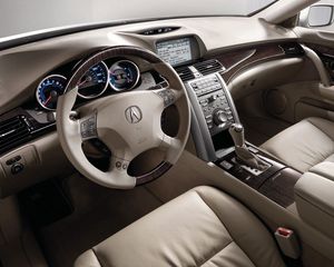 Превью обои acura, rl, салон, интерьер, руль, спидометр, акура