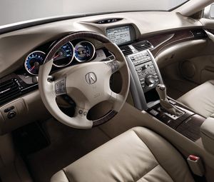 Превью обои acura, rl, салон, интерьер, руль, спидометр, акура