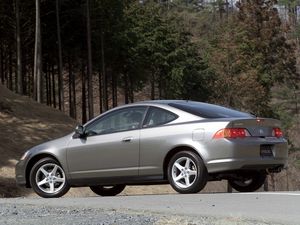 Превью обои acura, rsx, 2002, серый металлик, вид сбоку, стиль, авто, акура, деревья, асфальт