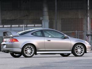 Превью обои acura, rsx, 2003, серый металлик, вид сбоку, стиль, авто, акура, здание, асфальт