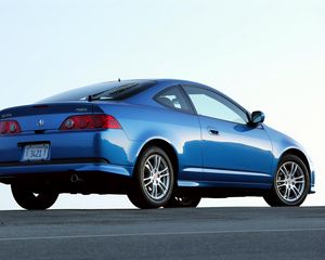 Превью обои acura, rsx, 2005, синий, вид сбоку, стиль, акура, авто, асфальт