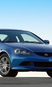 Превью обои acura, rsx, 2005, синий, вид спереди, стиль, акура, авто, небо