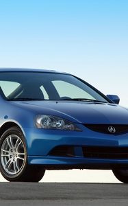 Превью обои acura, rsx, 2005, синий, вид спереди, стиль, акура, авто, небо