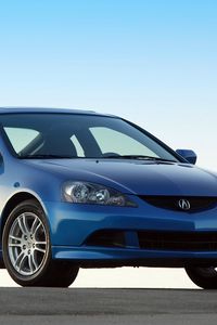 Превью обои acura, rsx, 2005, синий, вид спереди, стиль, акура, авто, небо