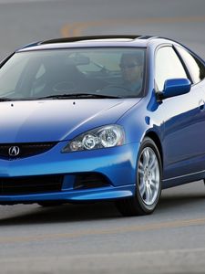 Превью обои acura, rsx, 2005, синий, вид спереди, стиль, акура, авто, дорога