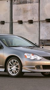 Превью обои acura, rsx, 2005, серый металлик, вид сбоку, стиль, авто, асфальт