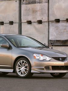 Превью обои acura, rsx, 2005, серый металлик, вид сбоку, стиль, авто, асфальт