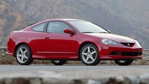 Превью обои acura, rsx, красный, вид сбоку, стиль, авто, горы, природа, асфальт