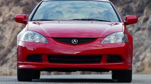 Превью обои acura, rsx, красный, вид спереди, стиль, авто, акура, природа, асфальт