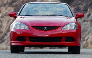 Превью обои acura, rsx, красный, вид спереди, стиль, авто, акура, природа, асфальт