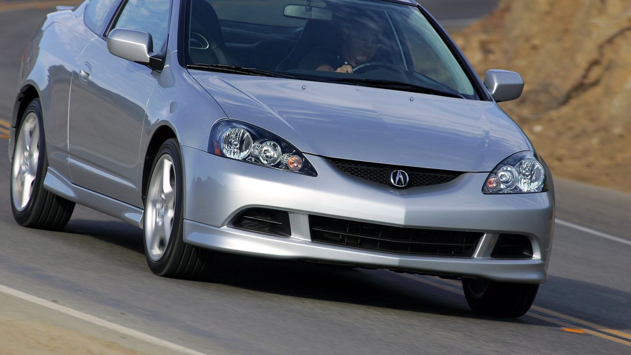 Обои acura, rsx, серебряный металлик, вид спереди, стиль, авто, акура, дорога