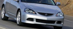 Превью обои acura, rsx, серебряный металлик, вид спереди, стиль, авто, акура, дорога