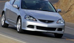 Превью обои acura, rsx, серебряный металлик, вид спереди, стиль, авто, акура, дорога