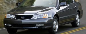 Превью обои acura, tl, 2002, синий, вид спереди, стиль, авто, акура, горы, асфальт